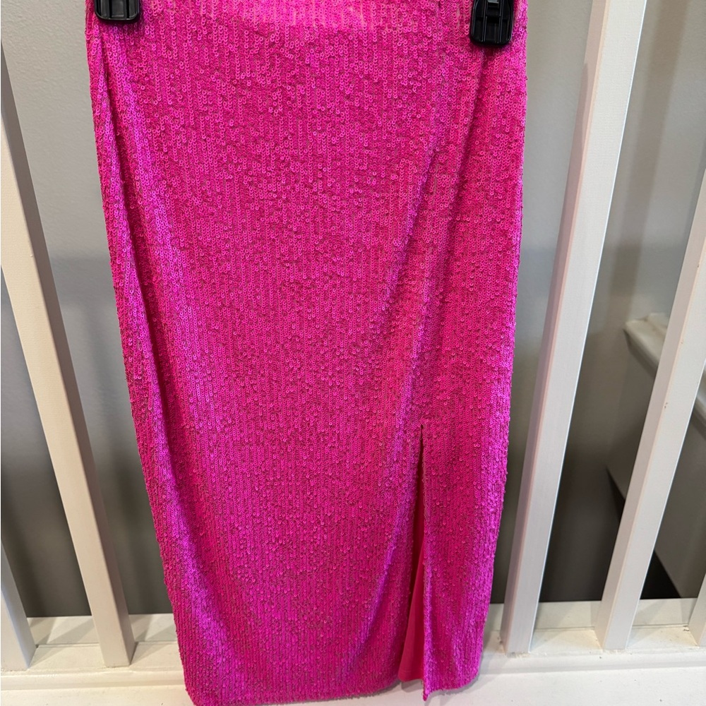 Topshop Sequin Midi Skirt - Pink - New without tags